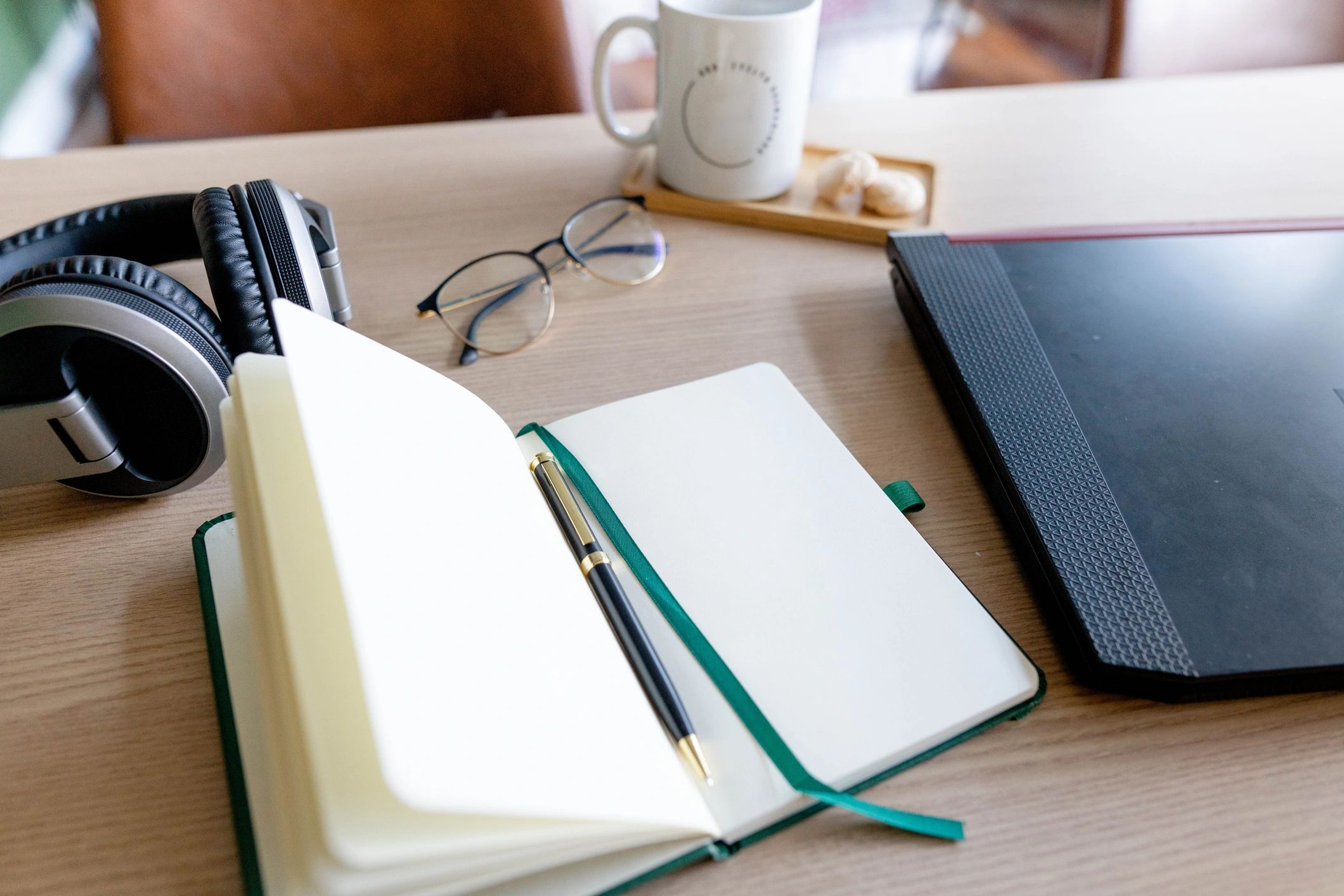 Notebook and study materials arranged for devotional learning